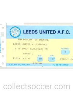 Leeds United v Liverpool ticket 11/08/1992