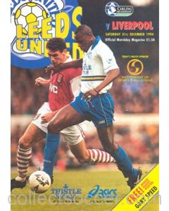 Leeds United v Liverpool official programme 31/12/1994 Premier League, with a giant Gary Speed poster and a teamsheet