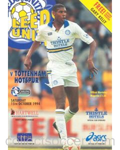 Leeds United v Tottenham Hotspur official programme 15/10/1994 Premier League, with a giant Gary Kelly poster