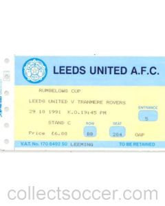 Leeds v Tranmere Rovers ticket 29/10/1991