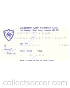 1980 Leicester v Chelsea Football Ticket