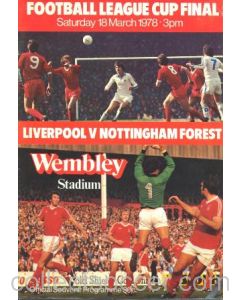 1978 League Cup Final Programme Liverpool v Nottingham Forest