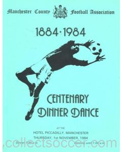 Manchester County Football Association Centenary 1884-1984 Dinner Dance menu