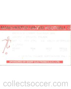 Manchester United v Crystal Palace ticket 22/02/1992