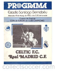 1980 Real madrid v Celtic football programme