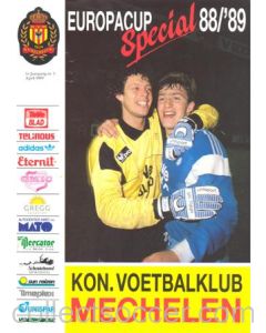 1989 Mechelen v Sampdoria official programme April 1989 European Cup