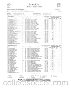 2002 World Cup - Mexico v USA 17/06/2002 Start List