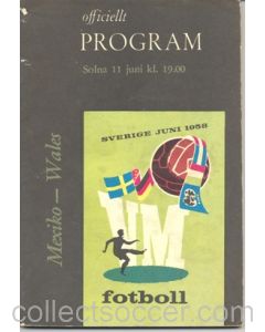 1958 World Cup Programme Mexico v Wales 11/06/1958