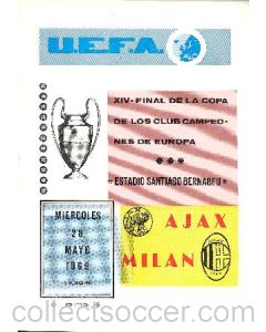 1969 European Cup Final Milan v Ajax official programme 
