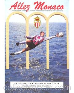 1990 Monaco v Sampdoria official programme 03/04/1990