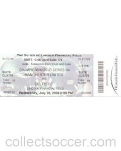 Manchester United v Celtic ticket 28/07/2004 for a match played in the USA