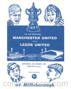 1965 F.A. Cup Semi-Final Manchester United v Leeds United official programme 27/03/1965