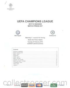 Napoli v Chelsea Press Kit 21/02/2012 Champions League