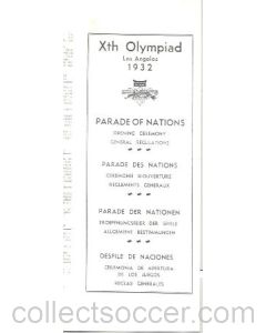 1932 Xth Olympiad in Los Angeles Parade of Nations Opening Ceremony General Regulations, copy