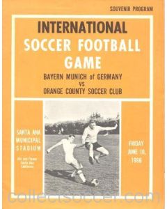 1966 Orange County v Bayern Munich In California Official Programme 10/06/1966