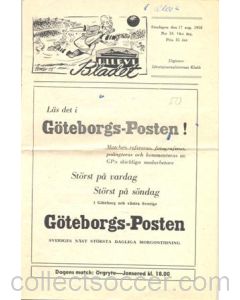 1958 Orgryte v Jonsered (Sweden) official programme 17/08/1958