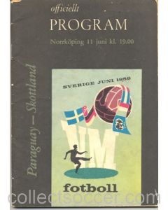 1958 World Cup Programme Paraguay v Scotland, Swedish produced, 11/06/1958