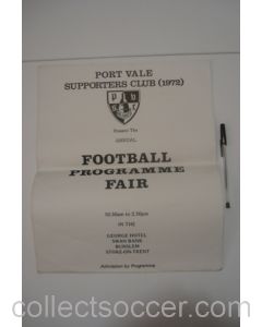 Annual Football Programme Fair at Port Vale 1972 poster