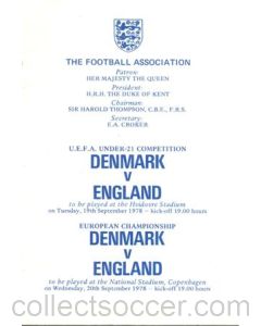 1978 Denmark v England programme of arrangements Royal Box