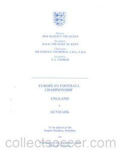 1979 England v Denmark programme of arrangements Royal Box
