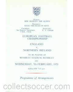1979 England v Northern Ireland programme of arrangements Royal Box