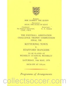 1979 Kettering Town v Stafford Rangers programme of arrangements Royal Box