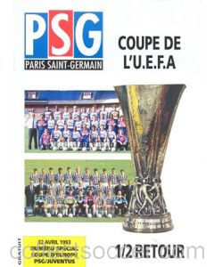 1993 Paris Saint-Germain v Juventus official programme 22/04/1993 UEFA Cup Semi-Final
