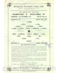 Romford v Chelsea official programme 12/09/1951