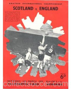 1959 Scotland v England official programme Amateur International 14/03/1959