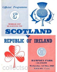 1961 Scotland v Ireland official programme 03/05/1961 World Cup Qualifier