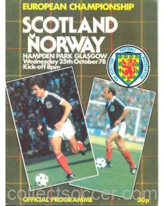 1978 Scotland v Norway official programme 25/10/1978