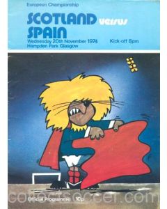 1974 Scotland v Spain official programme 20/11/1974