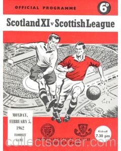 1962 Scotland XI v Scottish League official programme 05/02/1962 Floodlit Game