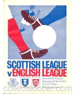 1967 Scottish League v English League official programme 15/03/1967