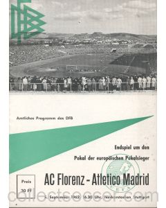 1962 Cup Winners Cup Final Replay Programme Fiorentina v Atletico Madrid