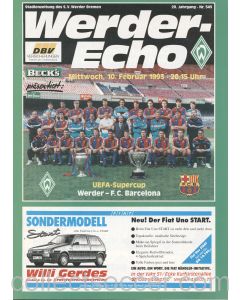 1992 Super Cup Final Official Programme Werder Bremen v Barcelona