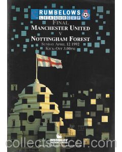 1992 League Cup Final Programme Manchester United v Nottingham Forest