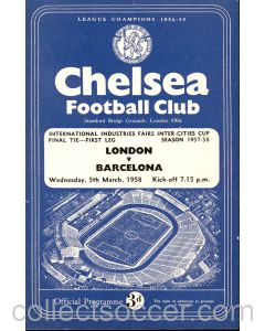 1958 UEFA Cup Final Programme London v Barcelona at Stamford Bridge