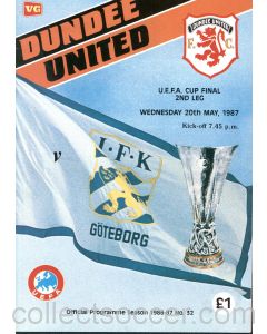 1987 UEFA Cup Final 2nd Leg Programme Dundee United v Gothenburg