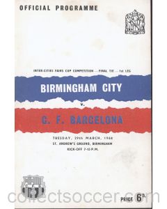 1960 Fairs Cup Final 1st Leg Birmingham City v Barcelona Programme