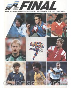 1992 European Championship Final Denmark v Germany Official Programme
