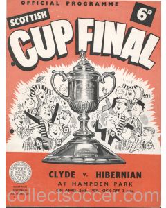 1958 Scottish Cup Final Clyde v Hibernian Official Football Programme - hole punched