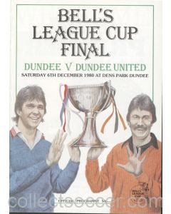 1980 Scottish League Cup Final Very Rare White Issue Dundee v Dundee United Official Football Programme