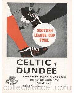 1967 Scottish League Cup Final Celtic v Dundee Official Football Programme