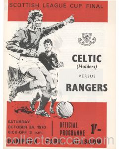 1970 Scottish League Cup Final Celtic v Rangers Official Football Programme