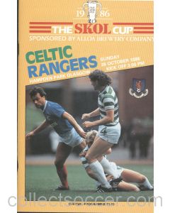 1986 Scottish League Cup Final Celtic v Rangers Official Football Programme