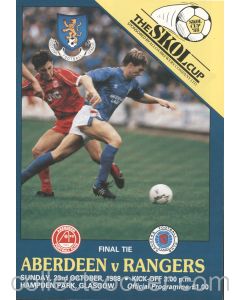 1988 Scottish League Cup Final Programme Aberdeen v Rangers Official Football Programme