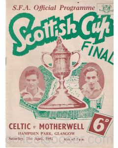 1951 Scottish Cup Final Celtic v Motherwell Official Programme