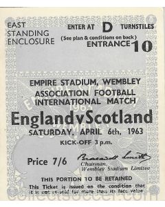 1963 England v Scotland Ticket