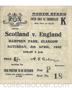 1952 Scotland v England Ticket